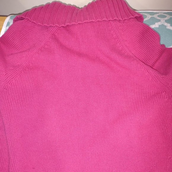 TALBOTS FUCHSIA HOT PINK SPLIT COLLAR BUCKLE DETAIL PULLOVER WOMEN'S SIZE M - Picture 7 of 9